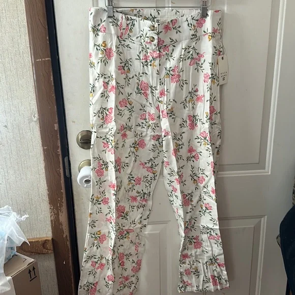 BILLABONG BACK AT IT FLORAL LINEN PANTS: WHITE: NWT: SZ 31 - Picture 1 of 7